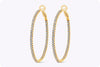 2.48 Carats Total Brilliant Round Diamond Hoop Earrings in Yellow Gold