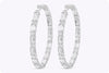 8.75 Carats Total Alternating Emerald and Round Diamond Hoop Earrings in White Gold