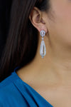 8.57 Carats Round Cut Diamond Dangle Earrings in White Gold