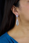 8.57 Carats Round Cut Diamond Dangle Earrings in White Gold