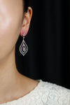 3.76 Carats Total Brilliant Round Diamond Open-Work Dangle Earrings in White Gold