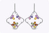 9.67 Carats Multi-Color Sapphire and Diamond Dangle Earrings in White Gold