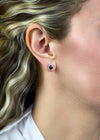 2.09 Carat Total Oval Cut Ruby Halo Stud Earrings with Diamonds in White Gold