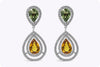 6.15 Carats Total Pear Shape Sapphire Halo Gemstone Earrings in White Gold