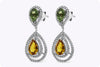 6.15 Carats Total Pear Shape Sapphire Halo Gemstone Earrings in White Gold
