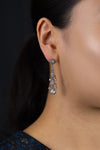 2.88 Carats Total Mixed Cut Diamonds Chandelier Earrings in Black Rhodium