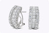 5.13 Carat Total Mixed Cut Diamond Half-Hoop Earrings in White Gold