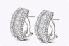 5.13 Carat Total Mixed Cut Diamond Half-Hoop Earrings in White Gold