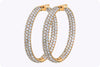 9.55 Carats Total Round Diamond Pave Set Hoop Earrings in Rose Gold