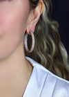 9.55 Carats Total Round Diamond Pave Set Hoop Earrings in Rose Gold