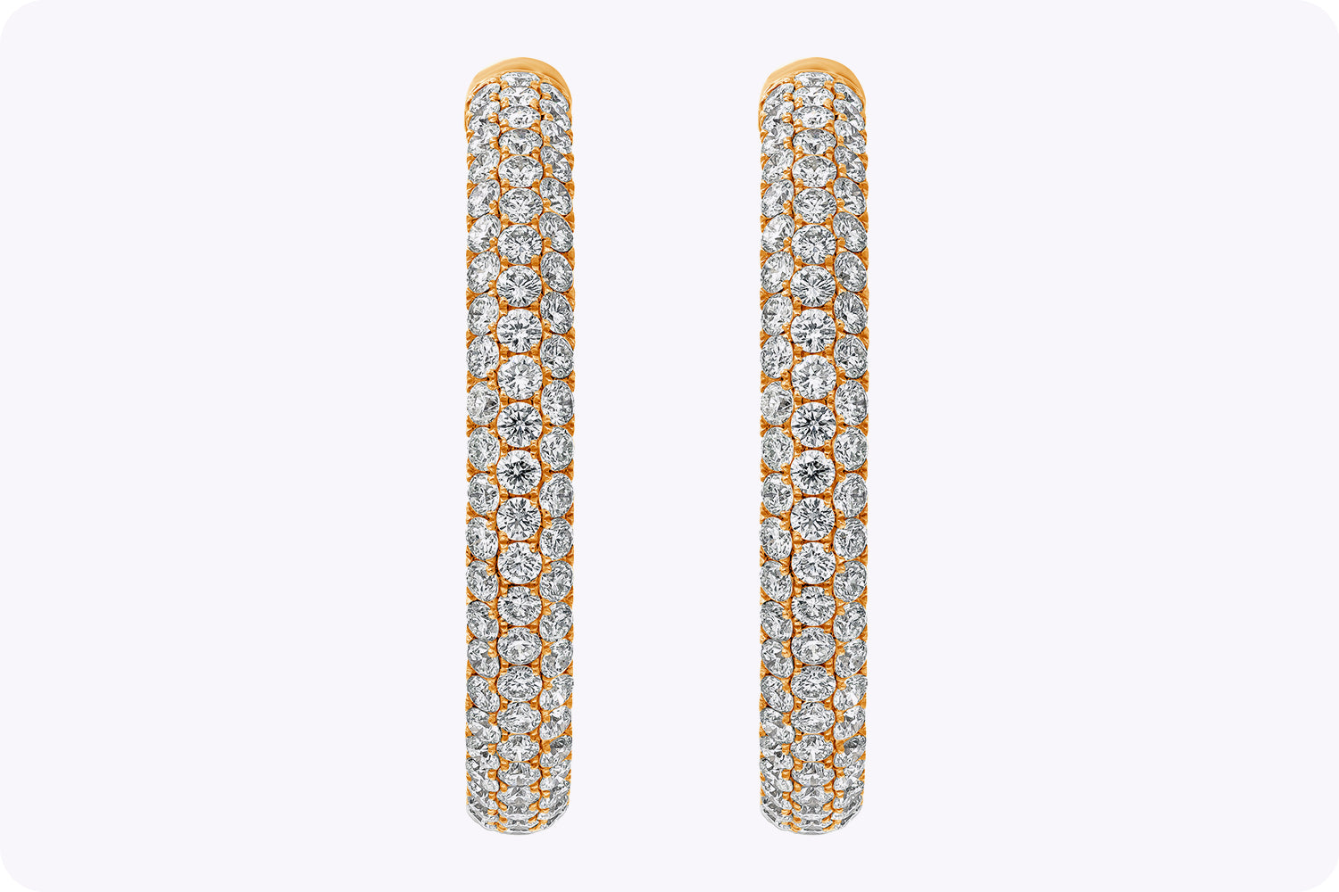 7.68 Carats Total Round Brilliant Cut Diamond Pavé Set Hoop Earrings in Rose Gold