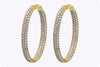 7.35 Carats Total Brilliant Round Diamond Pave Set Hoop Earrings in Yellow Gold