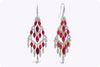 20.71 Carats Total Marquise Cut Ruby and Diamond Chandelier Earrings in White Gold