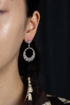 2.46 Carats Total Brilliant Round Diamond Open-Work Circle Dangle Earrings in White Gold