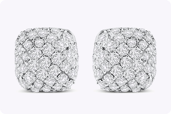 0.90 Carats Total Brilliant Round Diamond Dome Micro-Pave Stud Earrings in White Gold