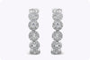 1.02 Carats Total  Brilliant Round Diamond Pave Hoop Earrings in White Gold