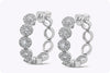 1.02 Carats Total  Brilliant Round Diamond Pave Hoop Earrings in White Gold