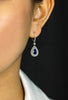 2.57 Carats Pear Shape Blue Sapphire with Diamond Double Halo Dangle Earrings in White Gold