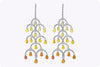 1.97 Carats Total Round Diamond with Natural Color Briolette Sapphires Chandelier Earrings in White Gold