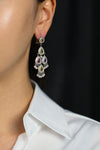 2.83 Carats Total Multi Color Sapphire and Round Diamond Chandelier Earrings in White Gold