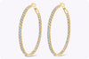 6.08 Carat Total Round Diamond Hoop Earrings in Yellow Gold