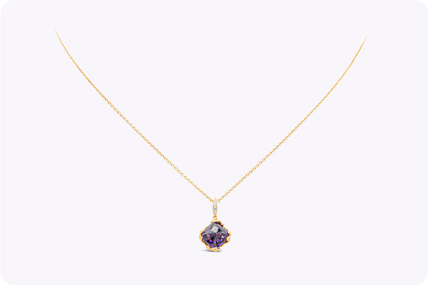 Carrera y Carrera 2.83 Carats Sugarloaf Amethyst & Diamond Lia Pendant Necklace in Yellow Gold