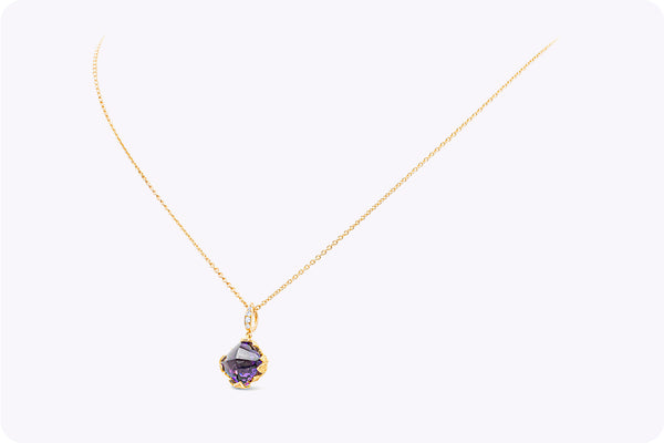 Carrera y Carrera 2.83 Carats Sugarloaf Amethyst & Diamond Lia Pendant Necklace in Yellow Gold