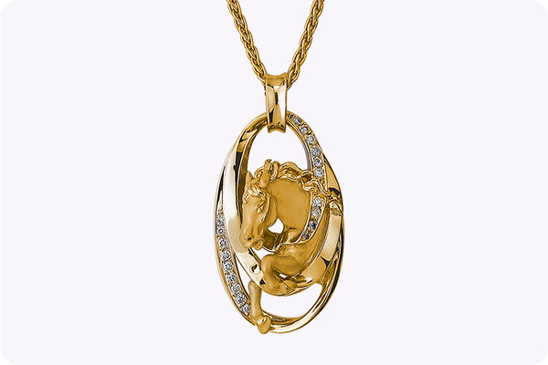 Carrera y Carrera 0.15 Carat Diamond Horse Pendant Necklace in Yellow Gold