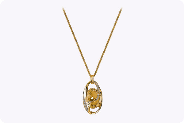 Carrera y Carrera 0.15 Carat Diamond Horse Pendant Necklace in Yellow Gold