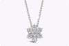 1.12 carats Total Round Brilliant Diamond Cluster Flower Pendant Necklace in White Gold