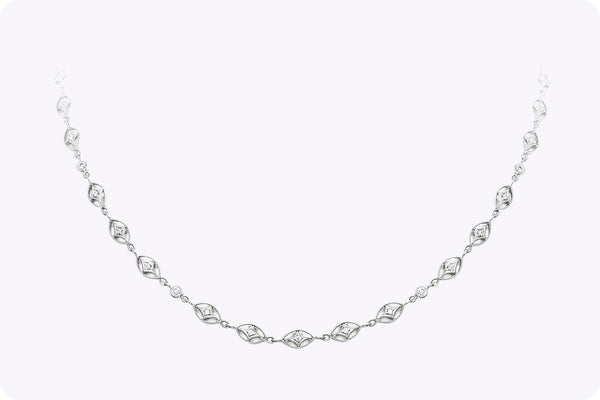 0.77 Carat Total Four Point Star Diamonds By the Yard Necklace in White Gold