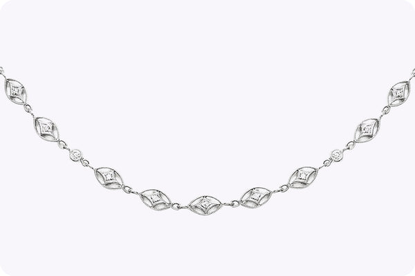 0.77 Carat Total Four Point Star Diamonds By the Yard Necklace in White Gold