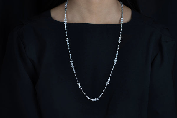 5.22 Carats Total Round Brilliant Cut Diamond Long Necklace in White Gold