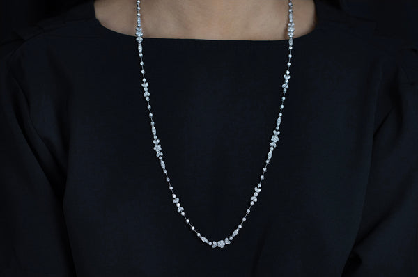 5.22 Carats Total Round Brilliant Cut Diamond Long Necklace in White Gold