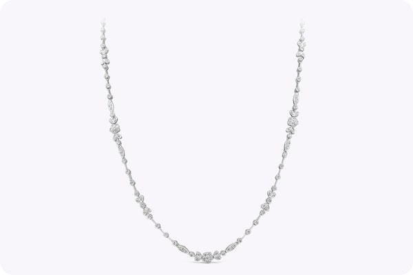 5.22 Carats Total Round Brilliant Cut Diamond Long Necklace in White Gold