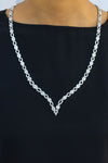 Antique-Style 20.60 Carats Total Round Cut Diamond Collapsible Necklace in Platinum