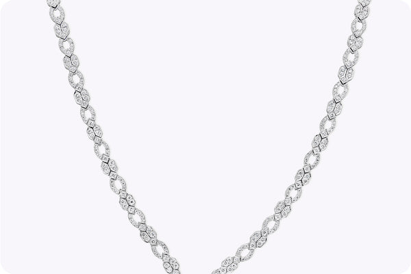 Antique-Style 20.60 Carats Total Round Cut Diamond Collapsible Necklace in Platinum