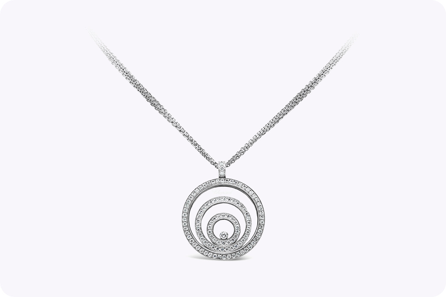 1.98 Carats Total Chopard Happy Spirit Diamond Pendant Necklace in White Gold