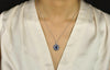 3.88 Carats Total Oval Cut Blue Sapphire Floral Pendant Necklace in White Gold