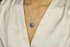 3.88 Carats Oval Cut Blue Sapphire and Diamond Pendant Necklace in White Gold