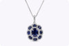 3.88 Carats Oval Cut Blue Sapphire with Diamond Pendant Necklace in White Gold