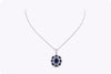 3.88 Carats Oval Cut Blue Sapphire with Diamond Halo Pendant Necklace in White Gold