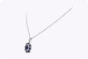 3.88 Carats Oval Cut Blue Sapphire with Diamond Halo Pendant Necklace in White Gold