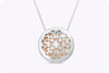 GIA Certified 0.38 Carats Radiant Cut Fancy Vivid Yellow Diamond Cluster Circle Pendant Necklace in Rose Gold & White Gold