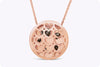 2.46 Carats Total Fancy Color mixed cut Diamond Cluster Circle Pendant Necklace in Rose Gold