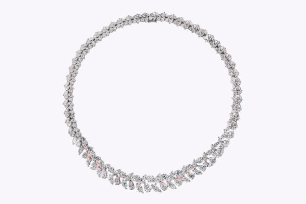 51.48 Carats Total Mixed-Cut Diamond Riviera Necklace in White Gold