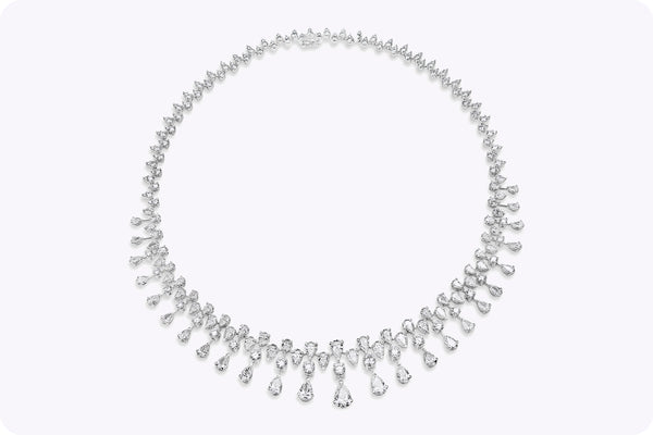 25.60 Carats Total Graduating Mixed-Cut Diamond Collar Necklace in White Gold