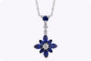 1.60 Carat Blue Sapphire Flower Pendant Necklace in White Gold