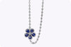 5.89 Carat Pear Shape Blue Sapphire with Diamond Flower Design Long Necklace in White Gold