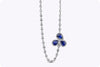 5.89 Carats Sapphire & Diamond Floral Design Long Necklace in White Gold